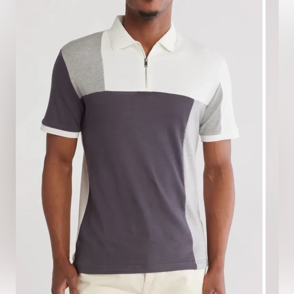 (NWT) Denim and Flower - Men Colorblock Zip Polo